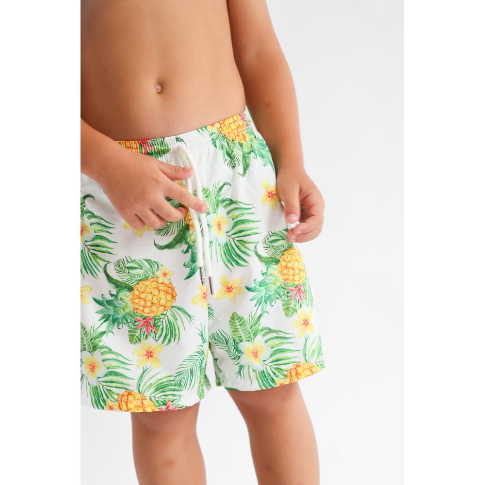Palmer Boys Tropical Print Swim Trunks