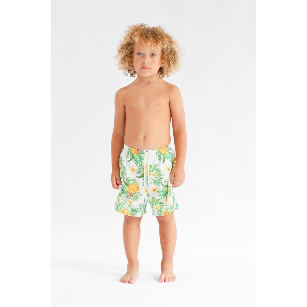Palmer Boys Tropical Print Swim Trunks