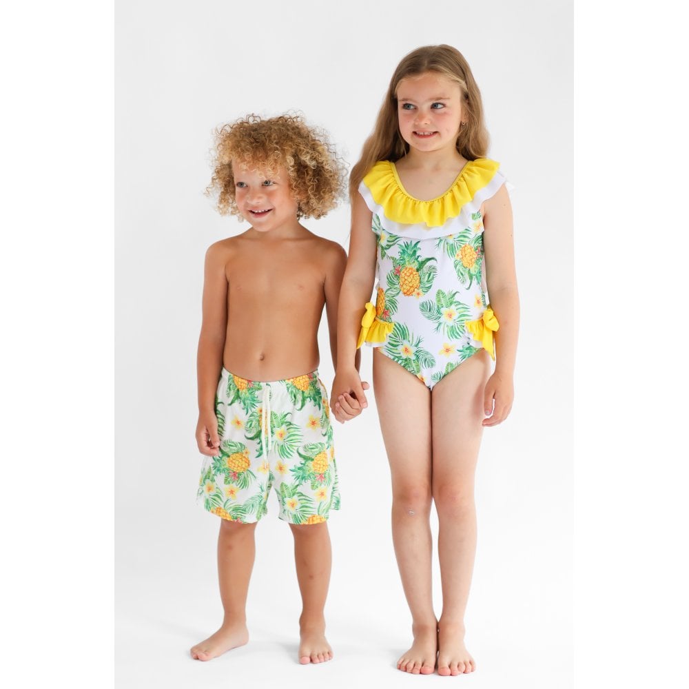 Palmer Boys Tropical Print Swim Trunks