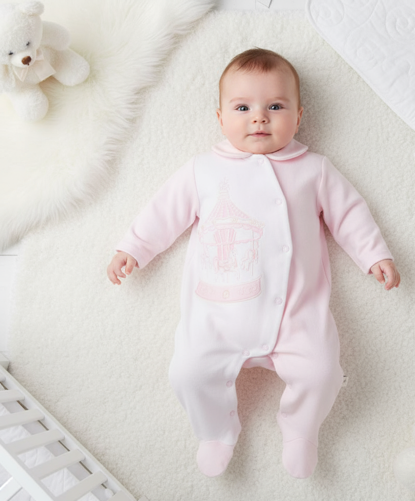 Baby Girls Carousel Baby Grow Pink