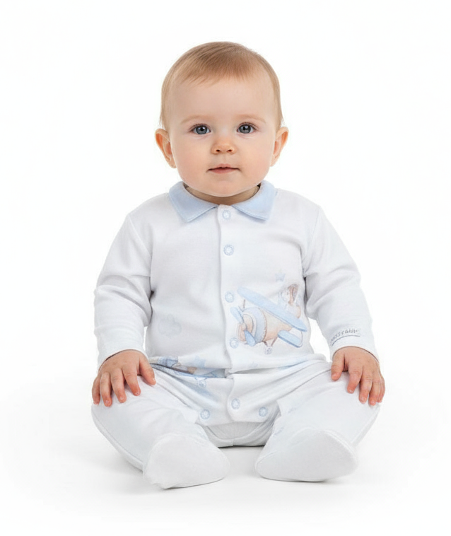 Baby Boys Aeroplane Baby Grow Blue