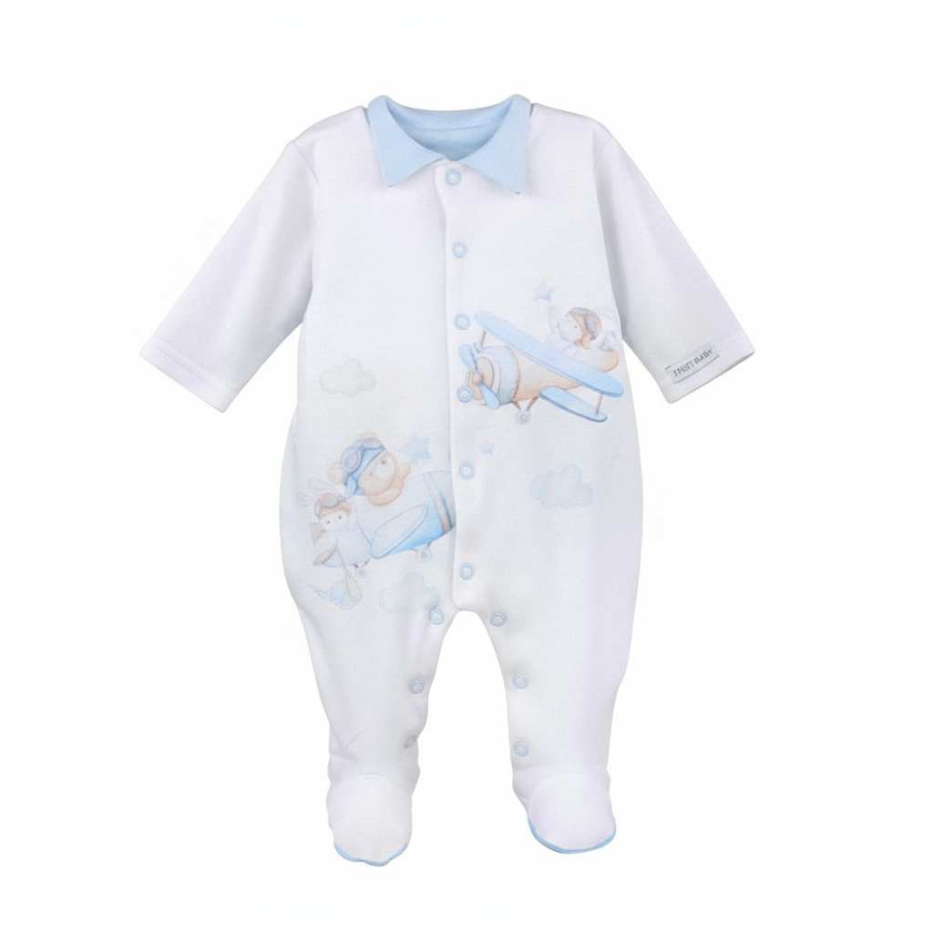 Baby Boys Aeroplane Baby Grow Blue