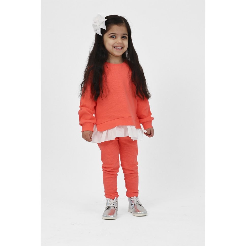 Mila Girls Legging Tracksuit Set Coral