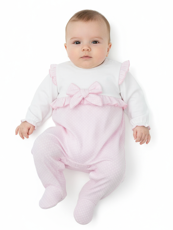 25HA-331 Baby Girls Pink Bow Babygrow