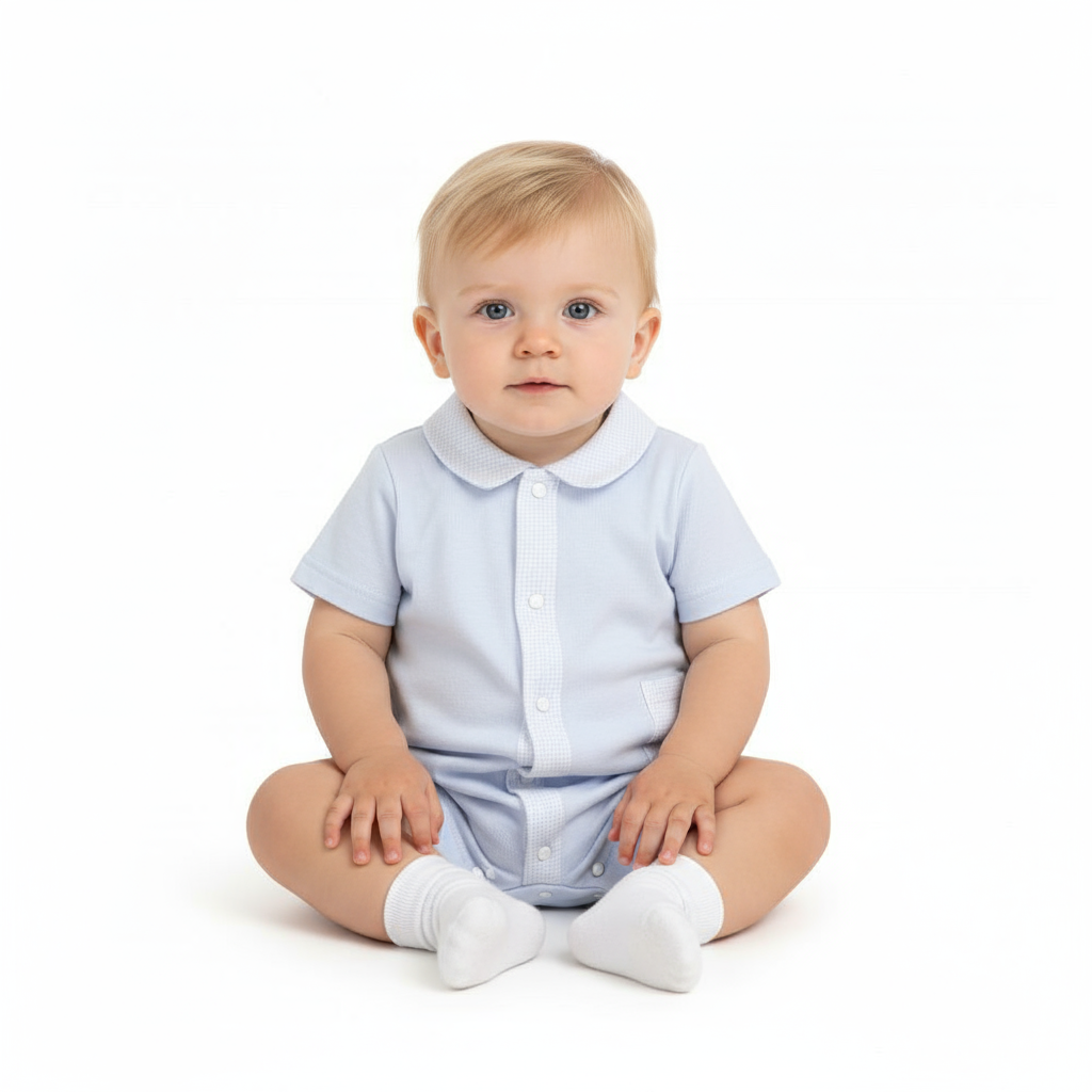 13213 Babidu Baby Boys Blue Romper