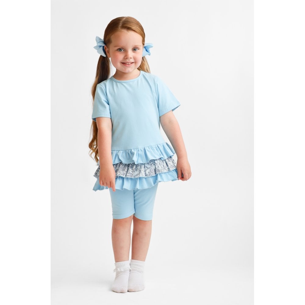 Paisley Girls Printed Frilly Ruffle 3 Piece Set Blue