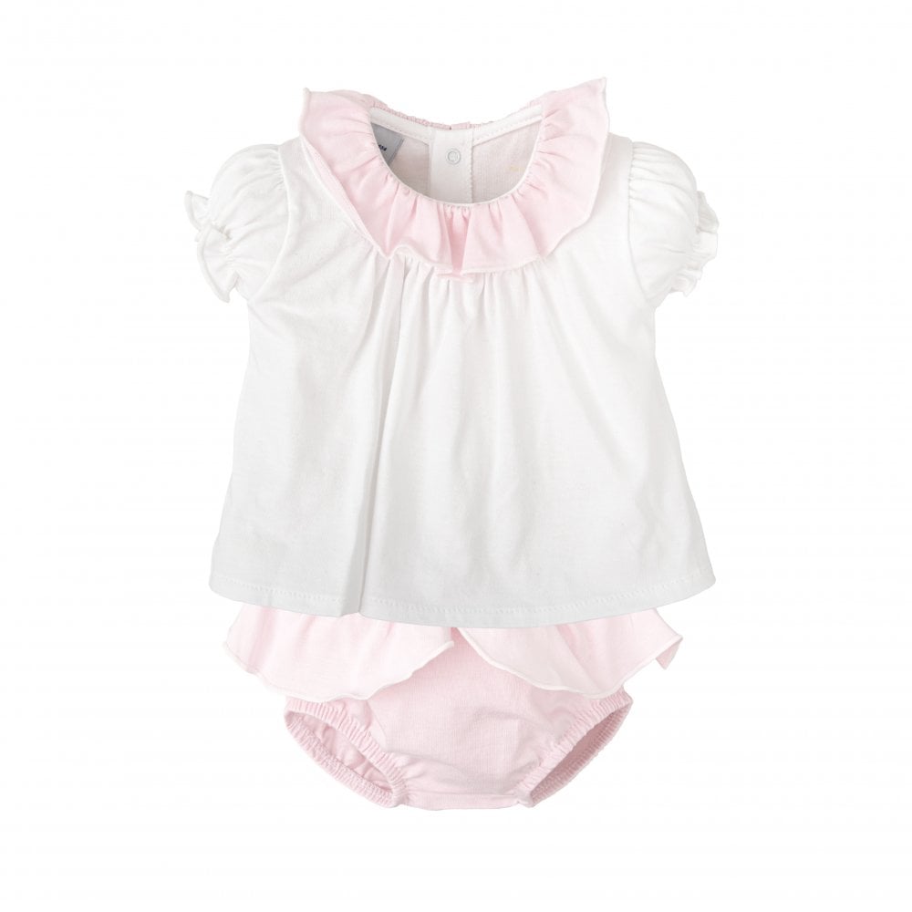 41216 Babidu Baby Girls Frilly Neck Top & Knickers