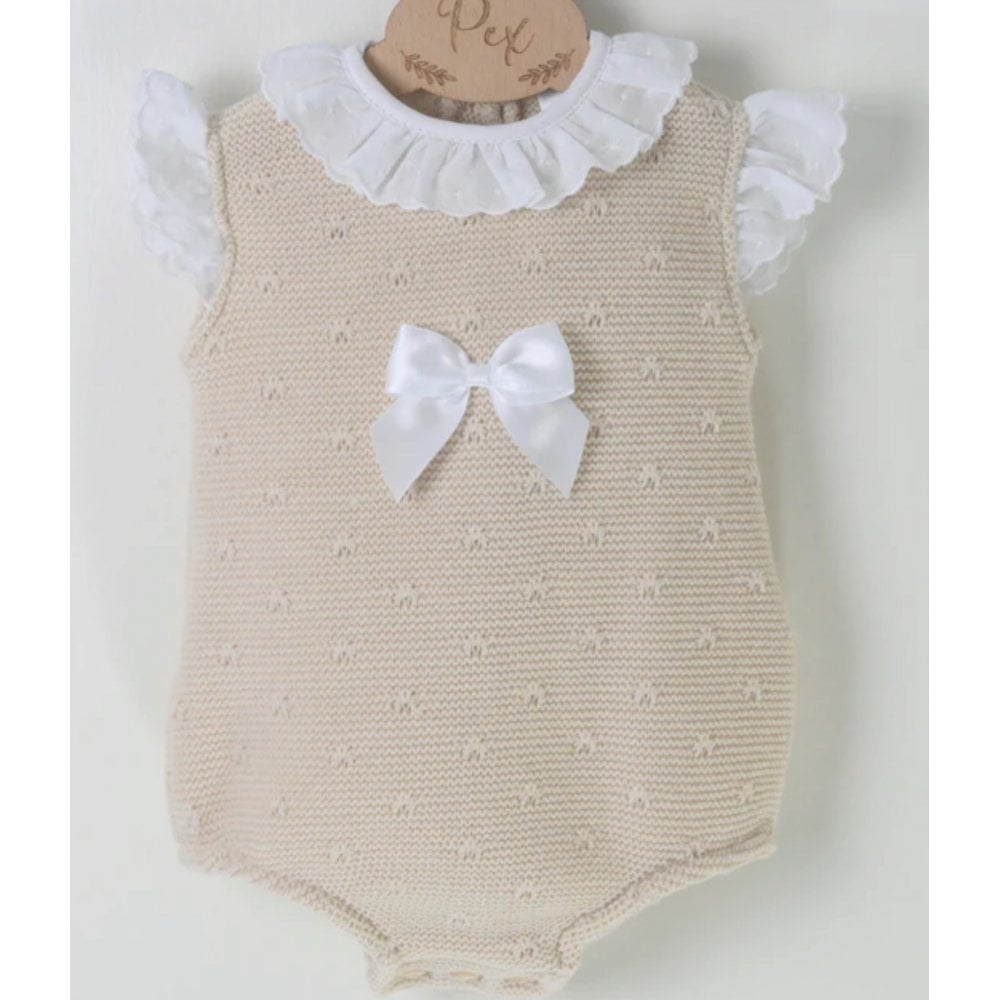 Pex Eloidie Girls Camel Knitted Romper Suit