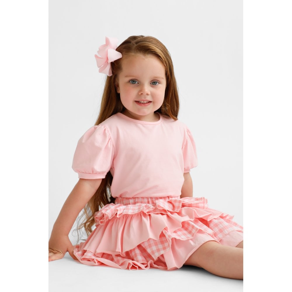 Lexi Girls Ruffled Checked Top & Rara Skirt Set
