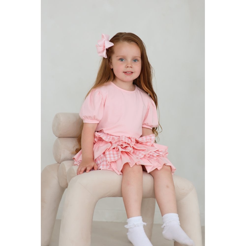 Lexi Girls Ruffled Checked Top & Rara Skirt Set