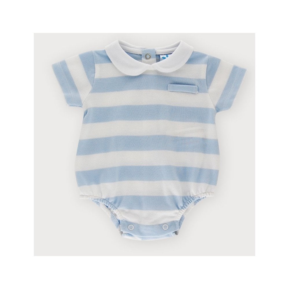 25CB-502 Baby Boys Sardon Blue & White Striped Romper
