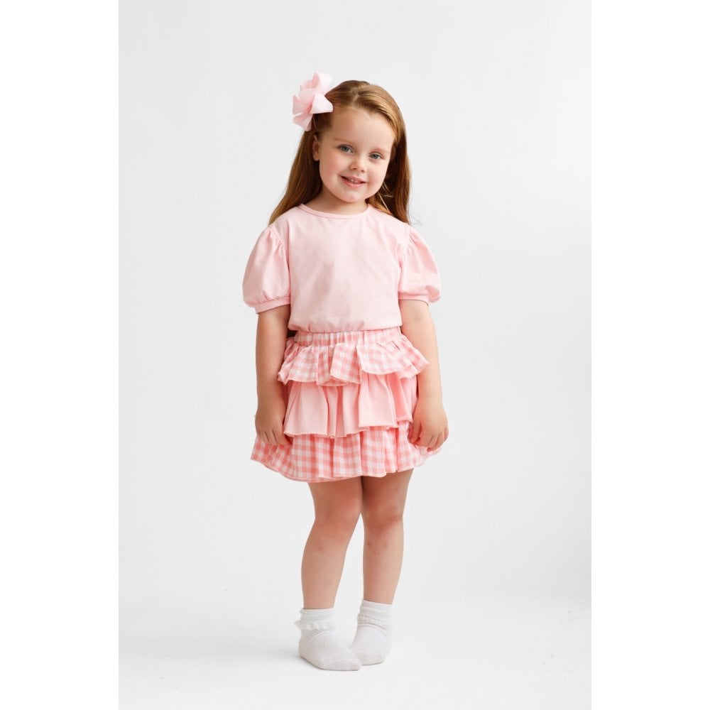 Lexi Girls Ruffled Checked Top & Rara Skirt Set