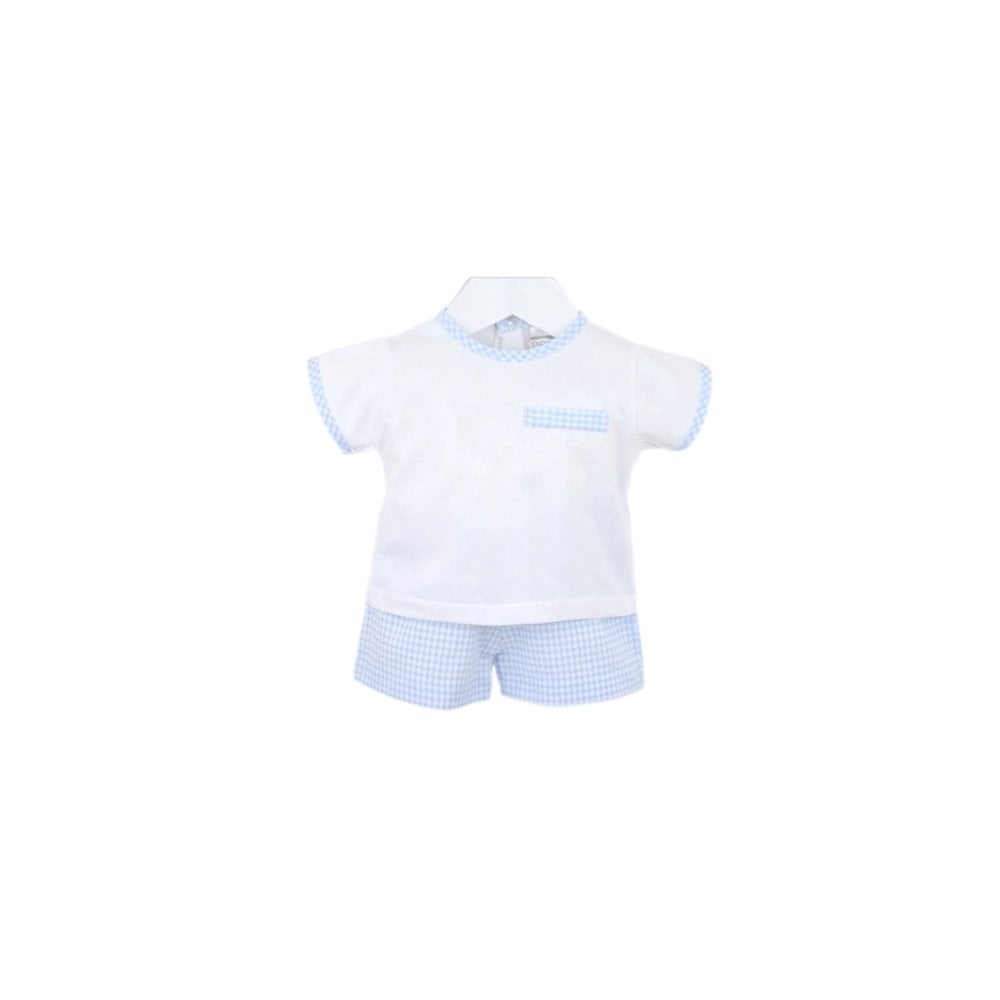 Gingham Shorts Suit Baby Blue