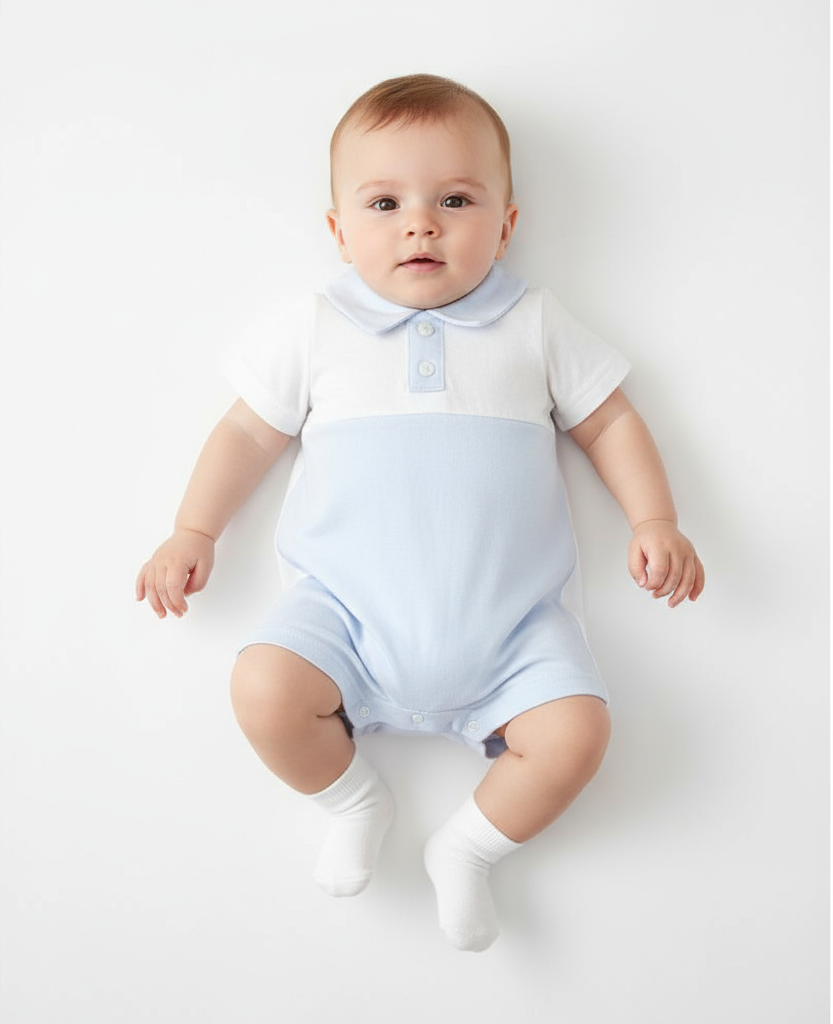 12216 Boys Cotton Romper blue