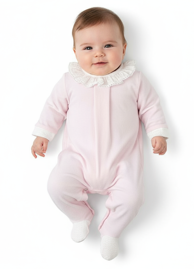 12450 Girls Pink Cotton Babygrow