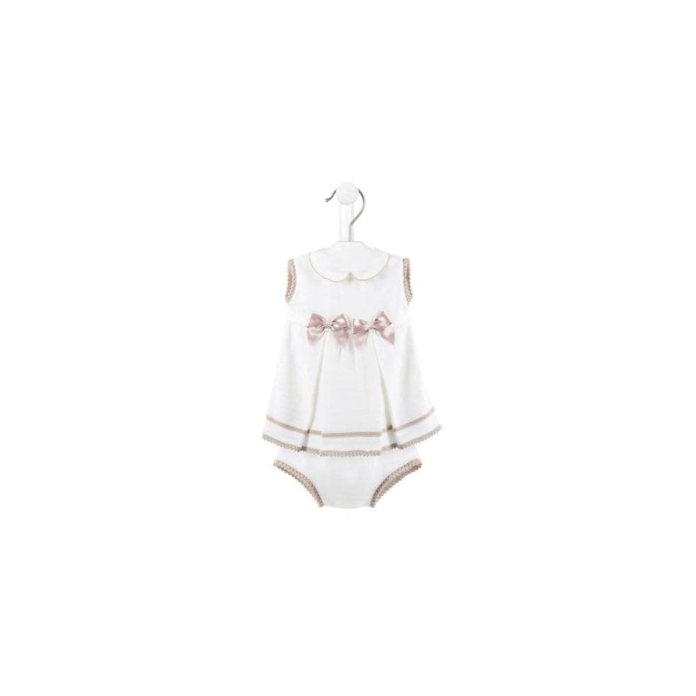 A4907 - White Knitted Bow Dress With Knickers