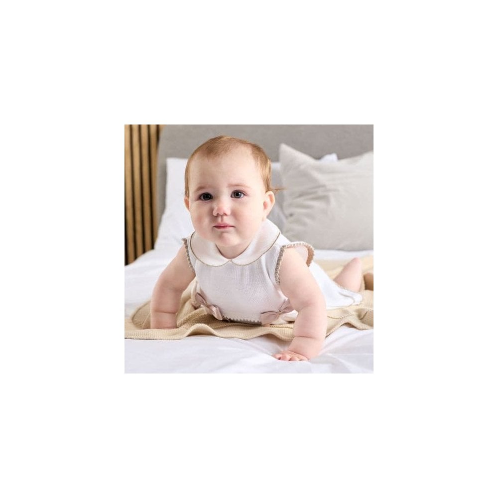 A4907 - White Knitted Bow Dress With Knickers