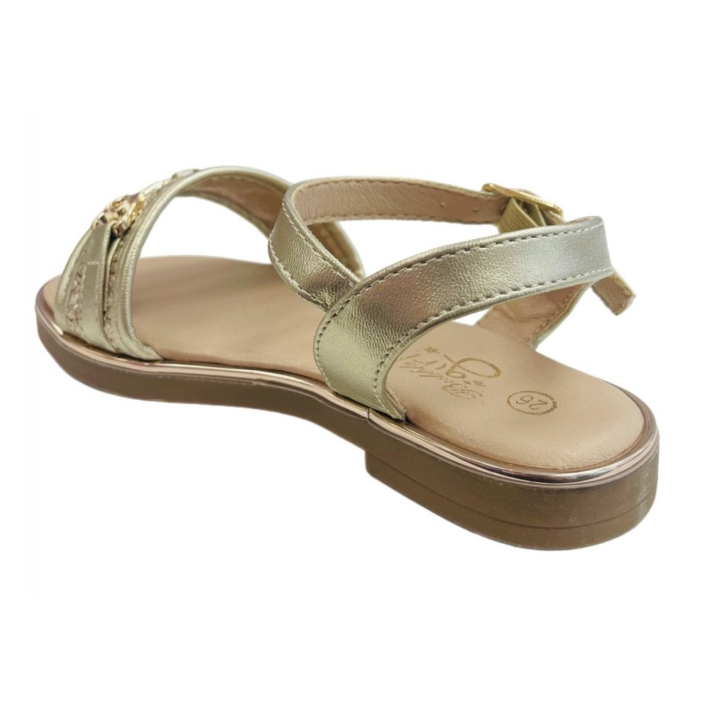 C1426 Girls Heart Buckle Sandal Gold