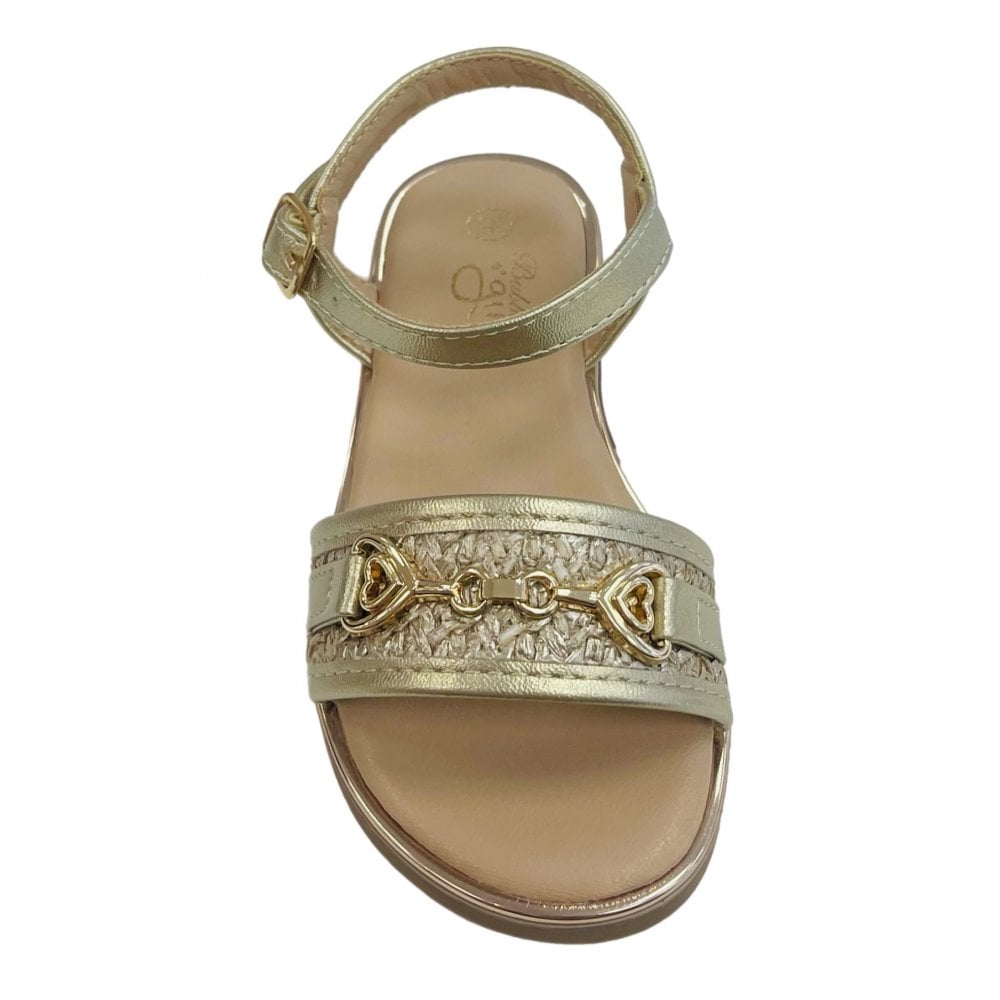 C1426 Girls Heart Buckle Sandal Gold
