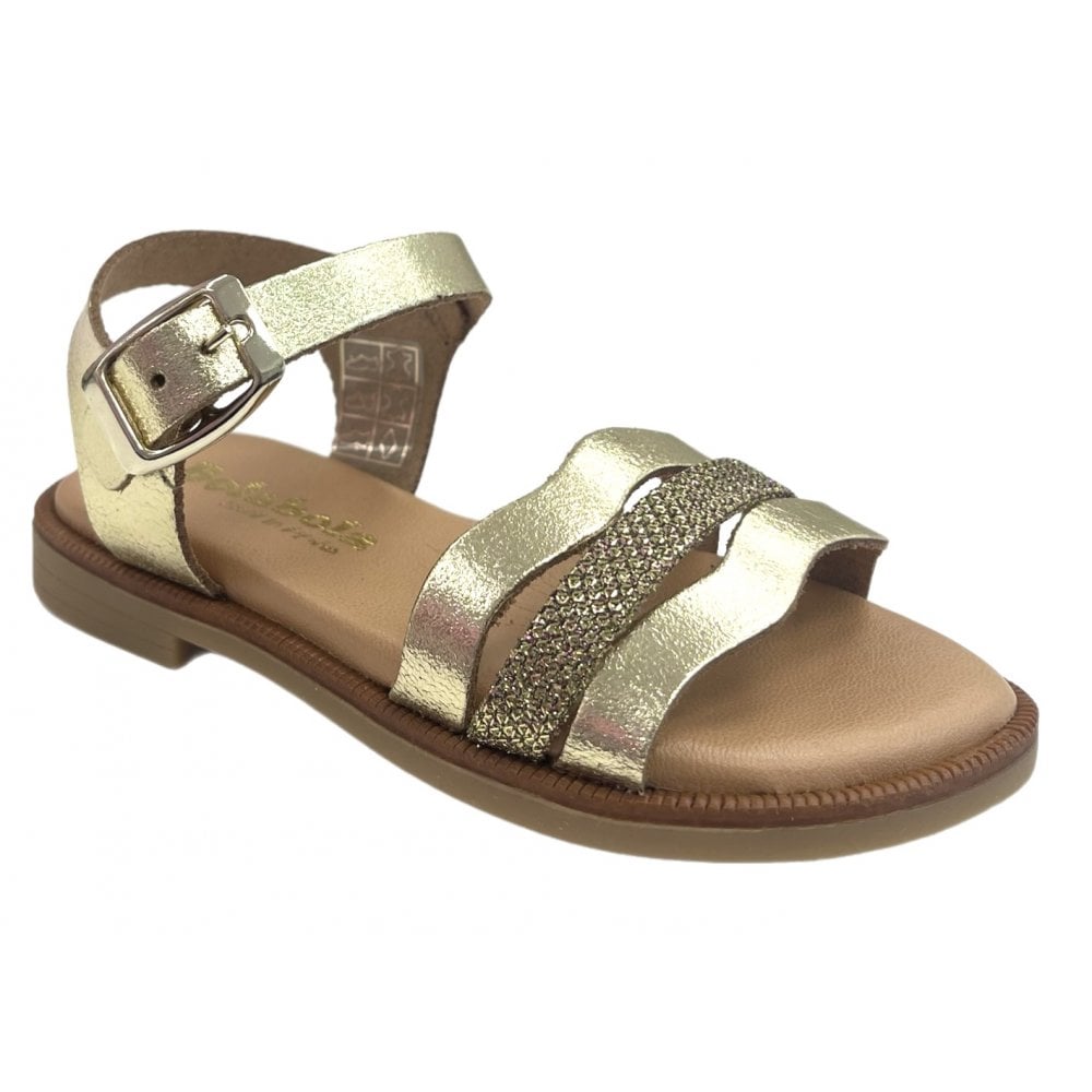 E704 Wave Strap Sandal Gold