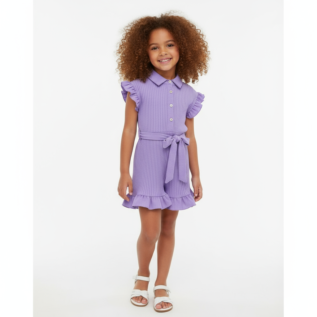 Girls Lilac Pleated Playsuit