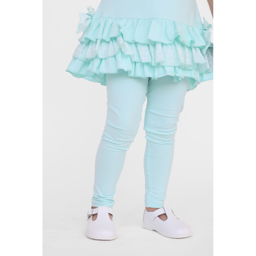 Celine Girls Ruffle Frilly Leggings & Shorts Set Mint