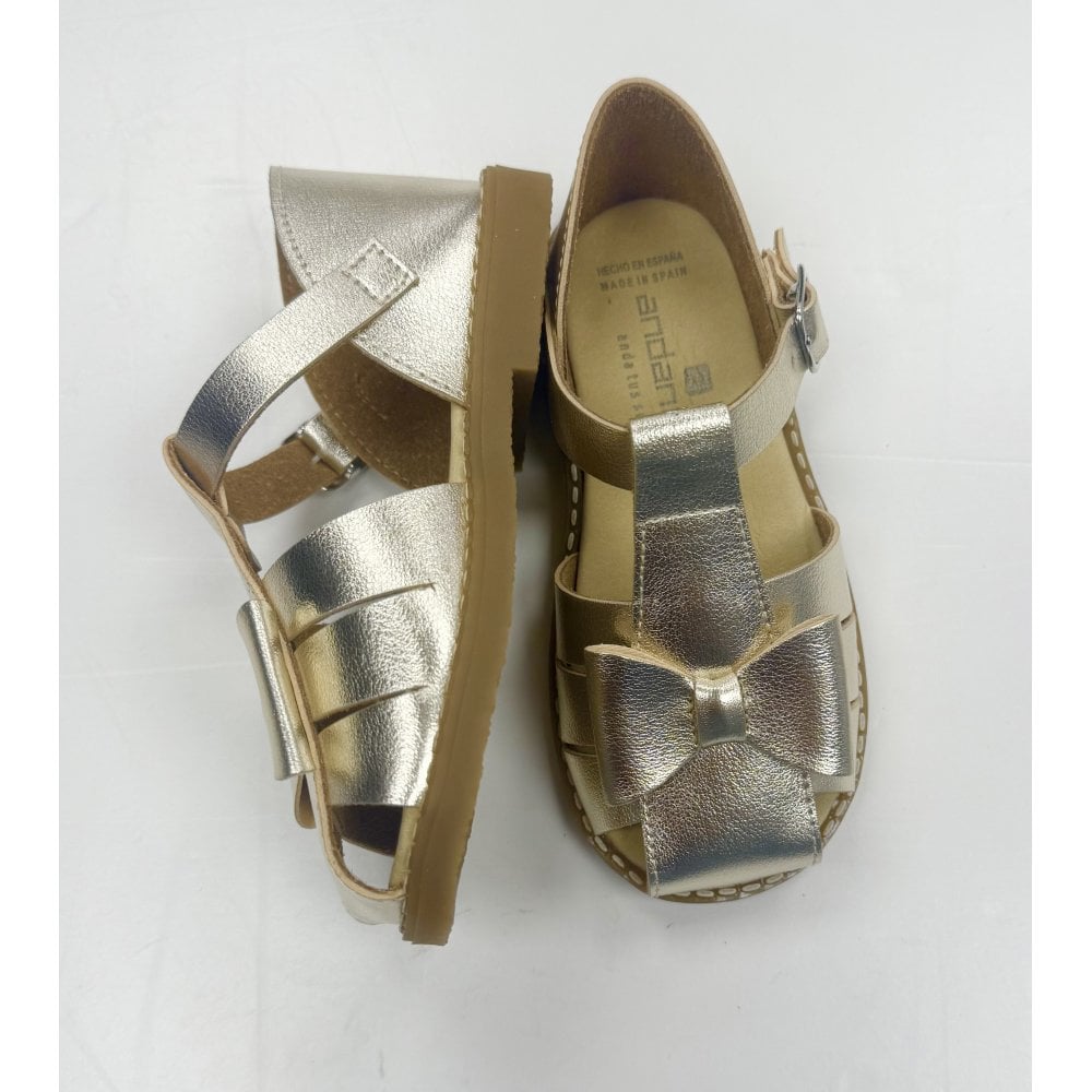 251334 Andanines Closed In Bow Sandal Gold