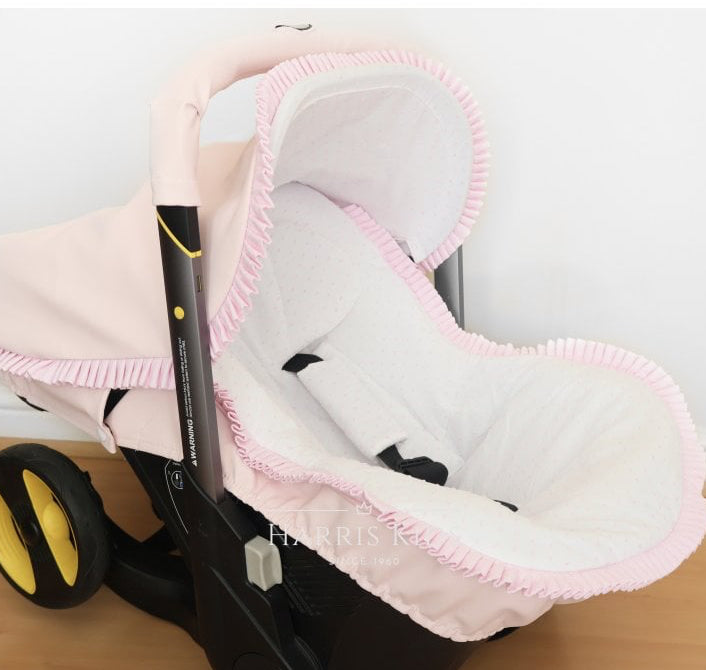 037241 Leatherette Pink & White Doona Car Seat Cover