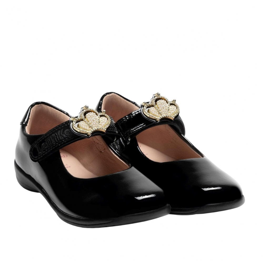 LKS08472 Victoria 2 F Fit Black Patent School Shoe