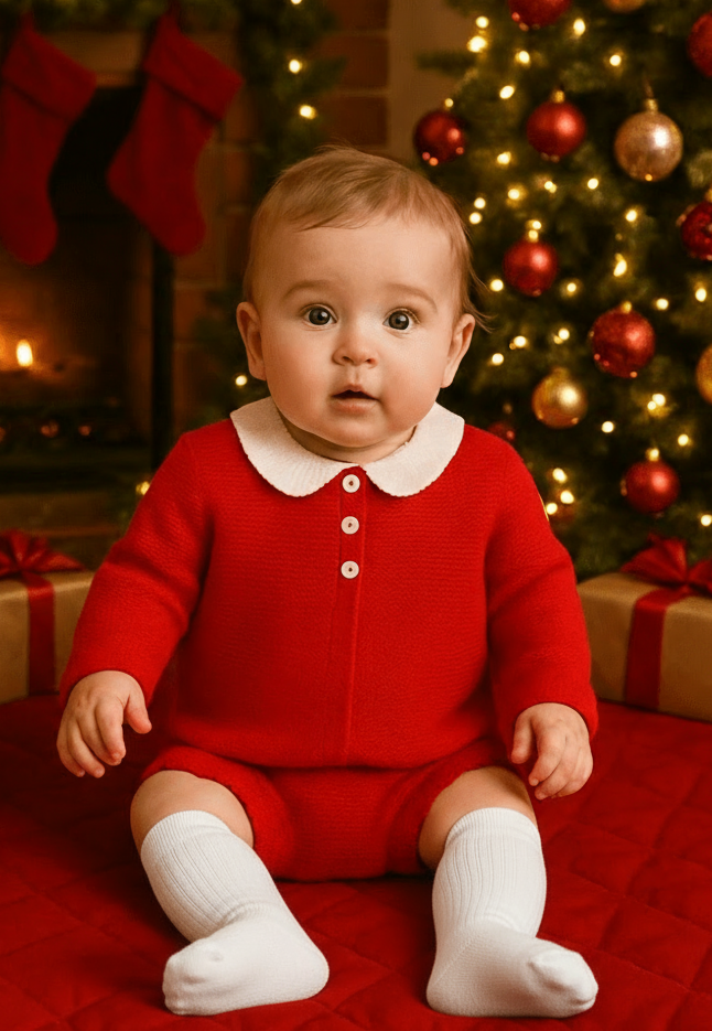 40164 Babidu 3 Piece Knitted Baby Boys Set Red