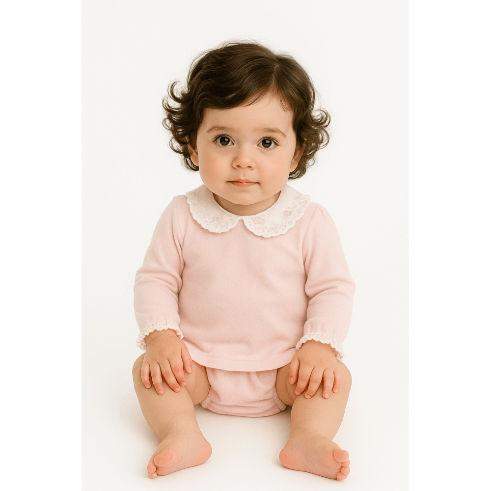 42614 Babidu Baby Girls Pink Top & Knicker Set
