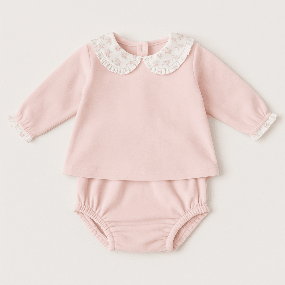 42614 Babidu Baby Girls Pink Top & Knicker Set