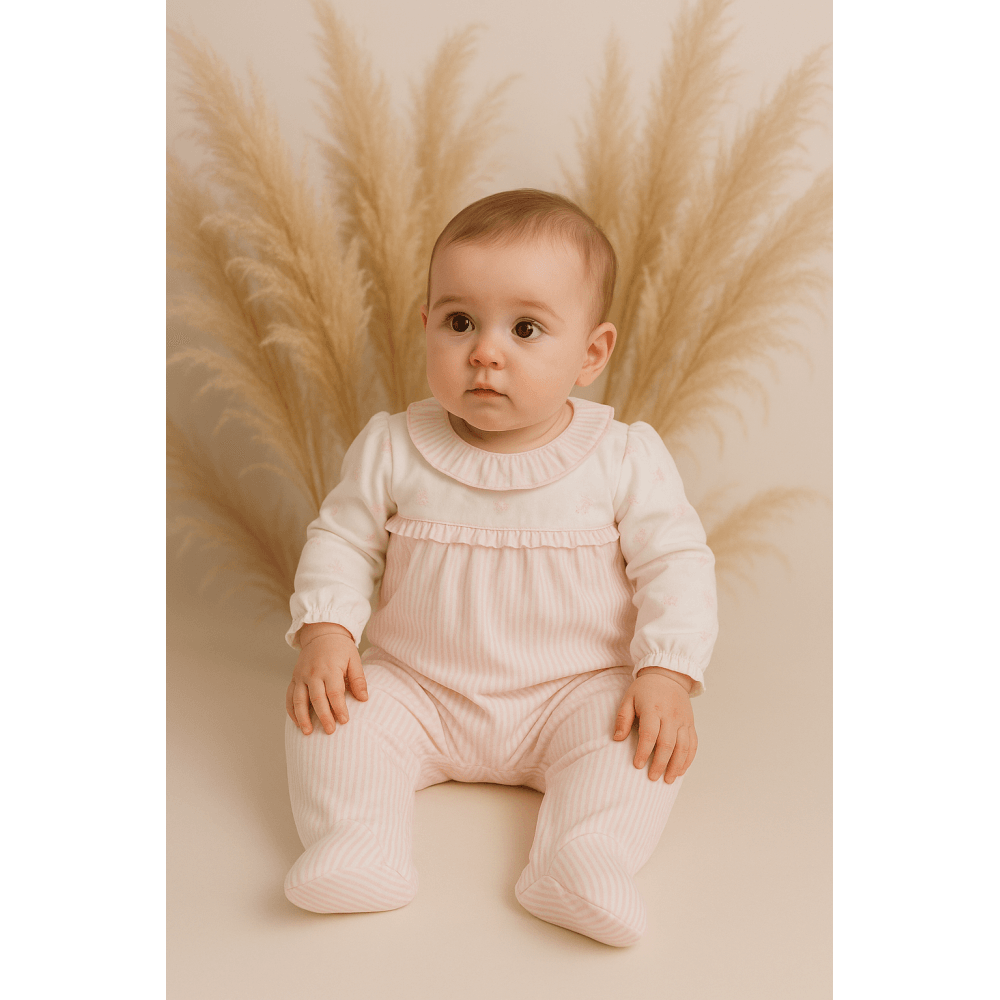 11128 Babidu Baby Girls Frilly Pink Babygrow