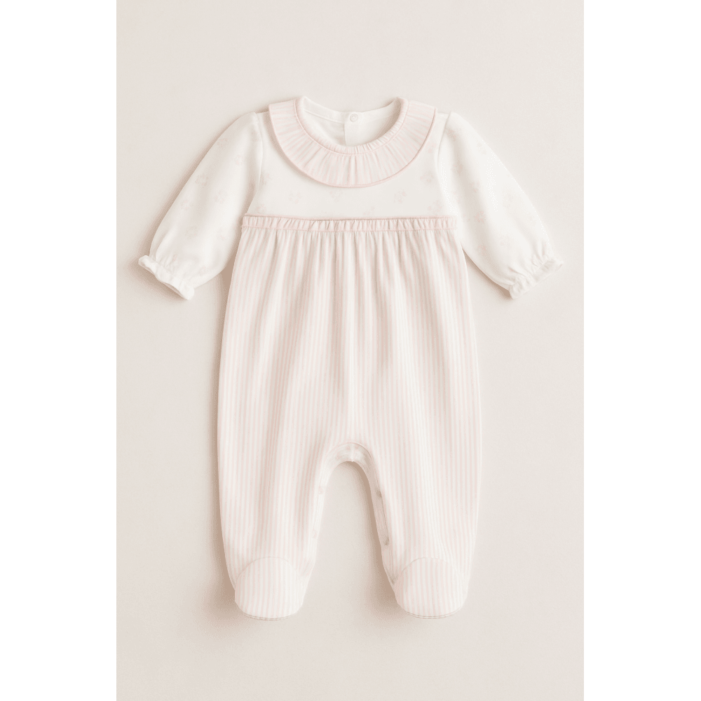 11128 Babidu Baby Girls Frilly Pink Babygrow