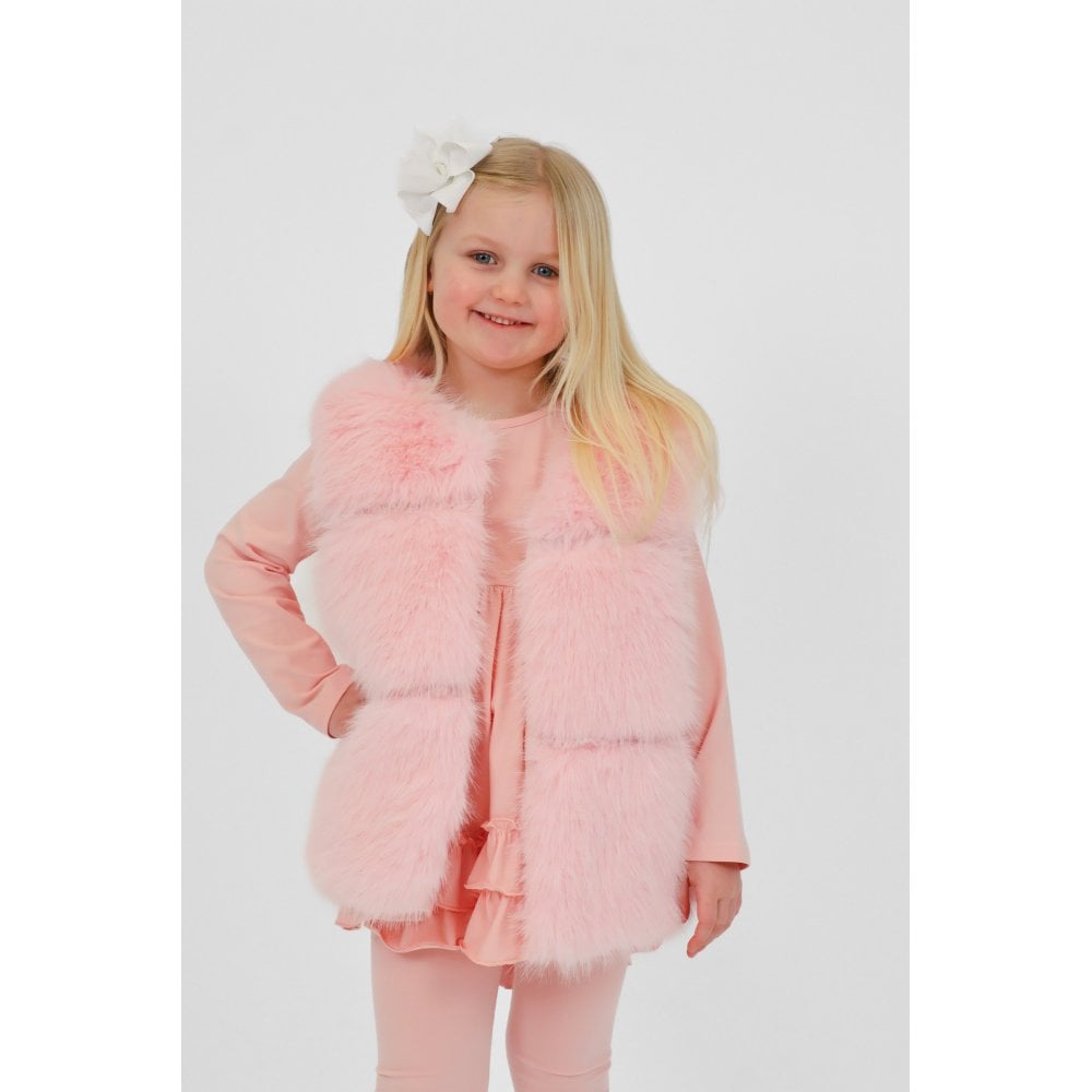 Alora Girls Faux Fur Gilet Baby Pink