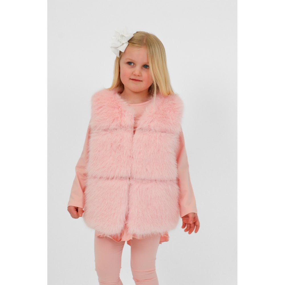 Alora Girls Faux Fur Gilet Baby Pink