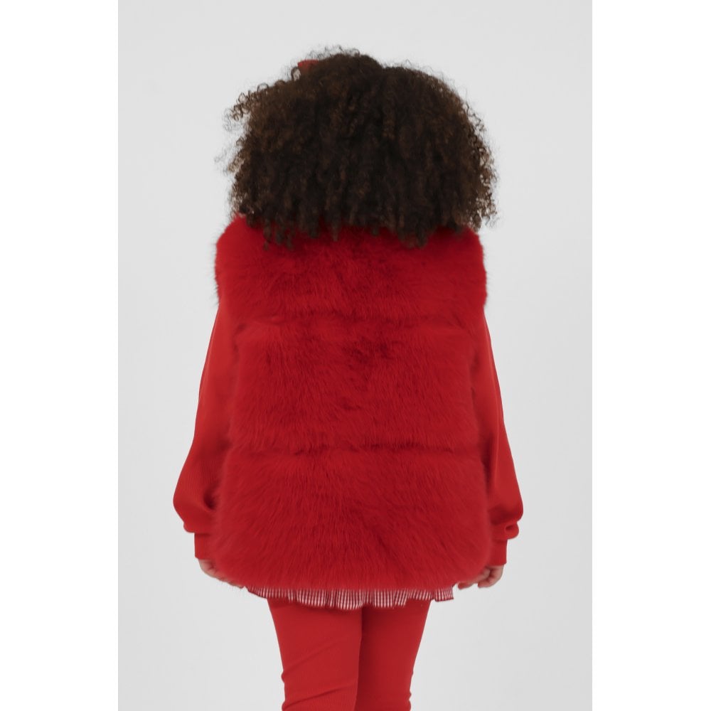 Alora Girls Faux Fur Gilet Red