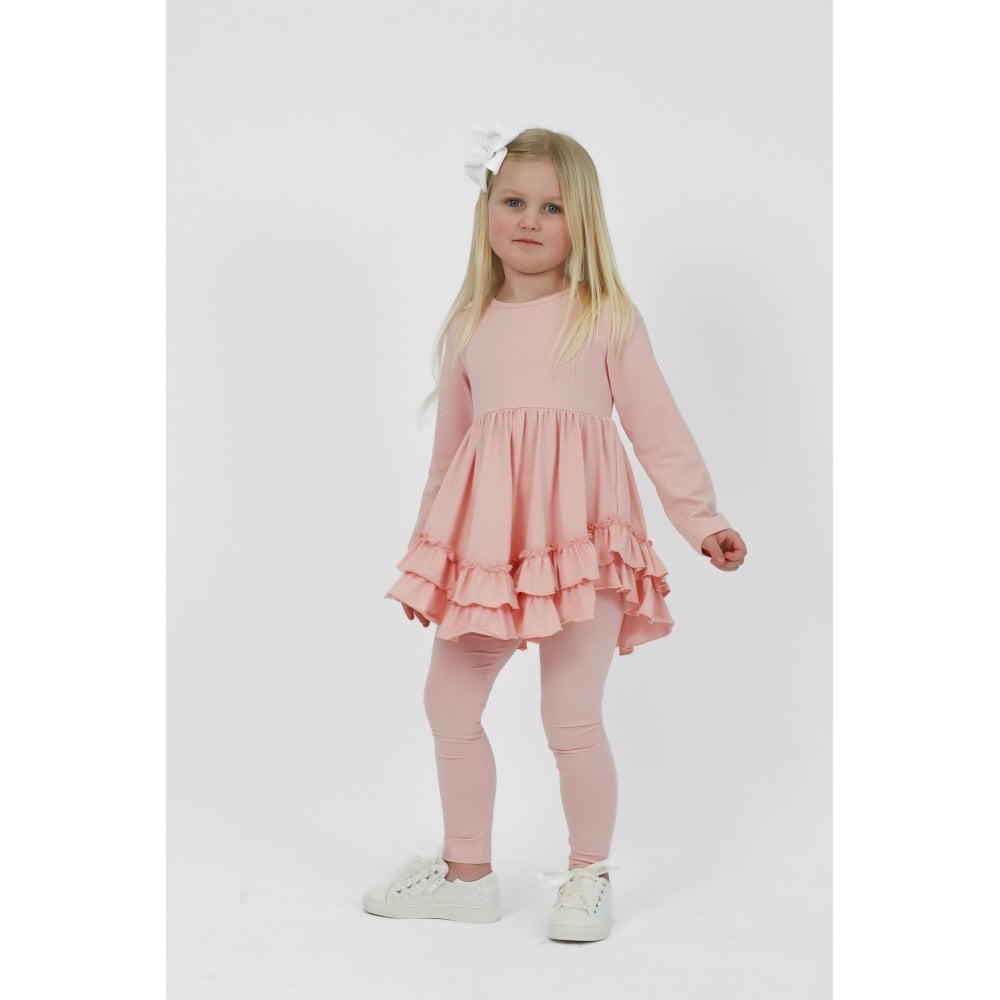 Mae Girls Frilly Legging Tracksuit Pink
