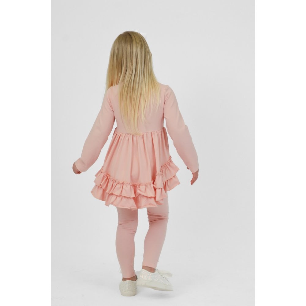 Mae Girls Frilly Legging Tracksuit Pink