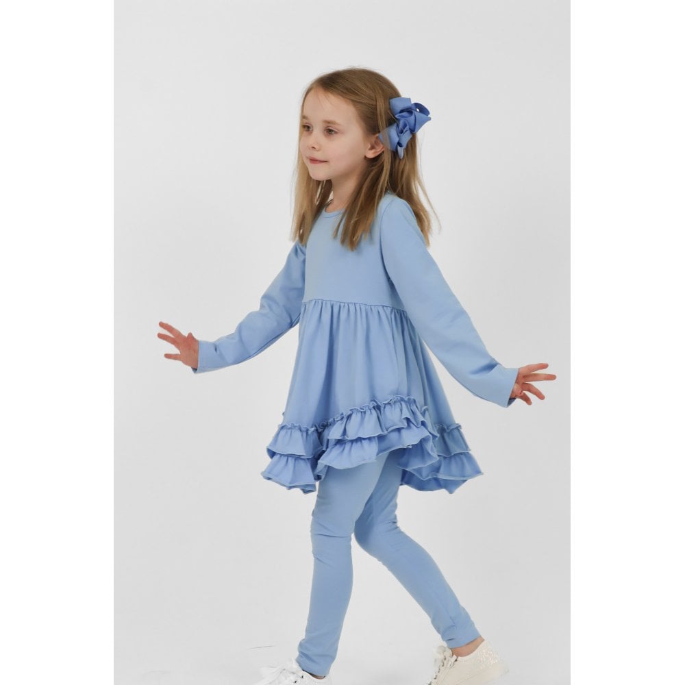 Mae Girls Frilly Legging Tracksuit Blue