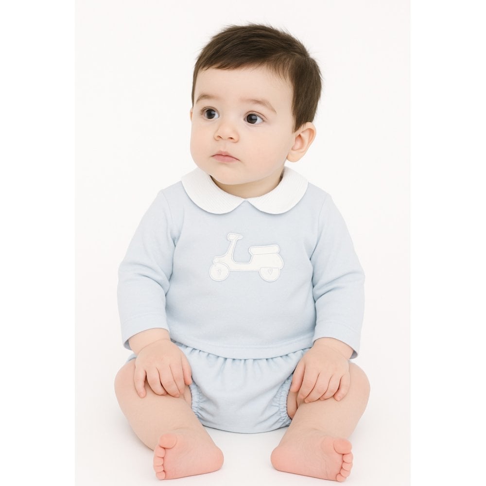40128 Baby Boys Cotton Sweater and Shorts Set Blue