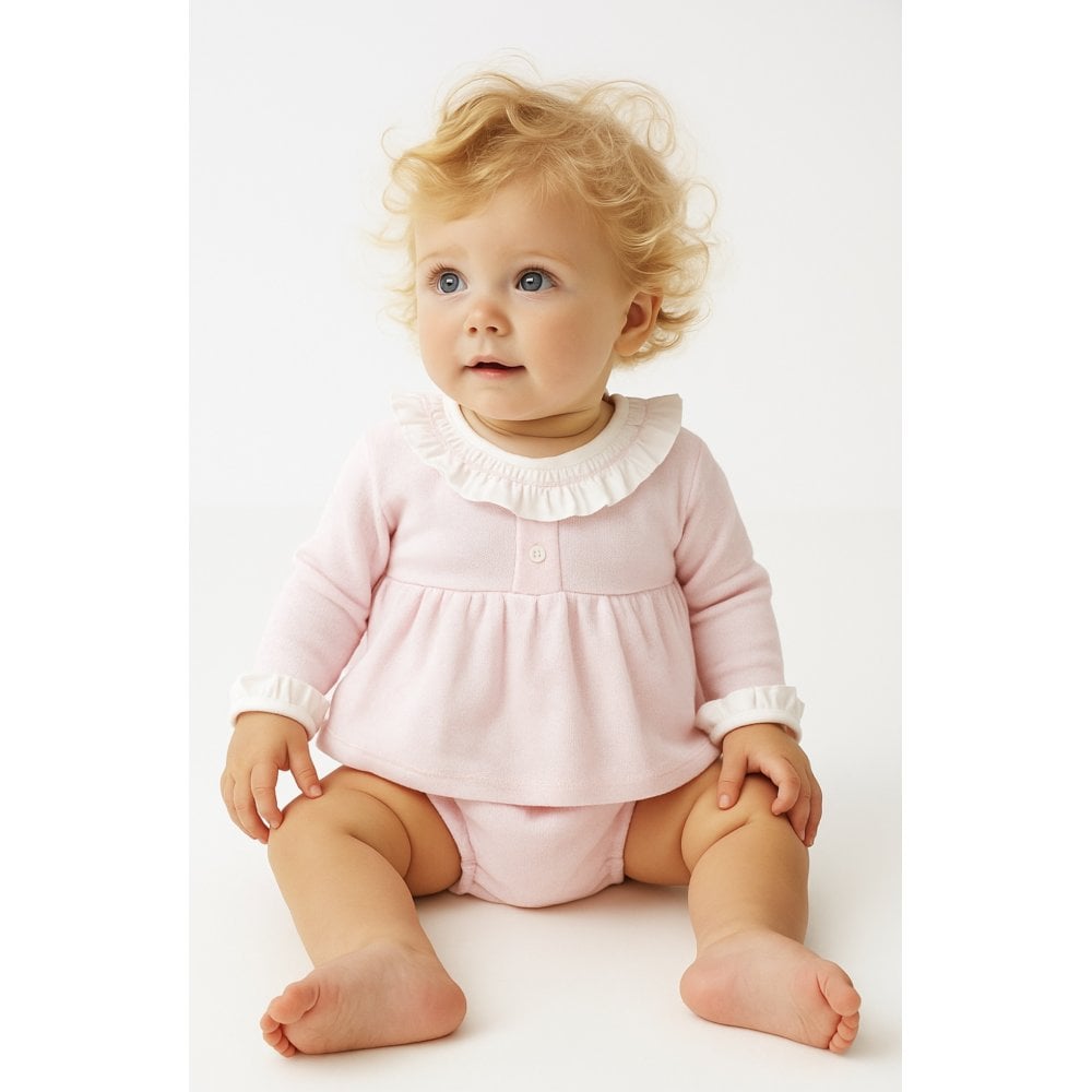 41626 Baby Girl Pink Frill Neck 2 Piece Set