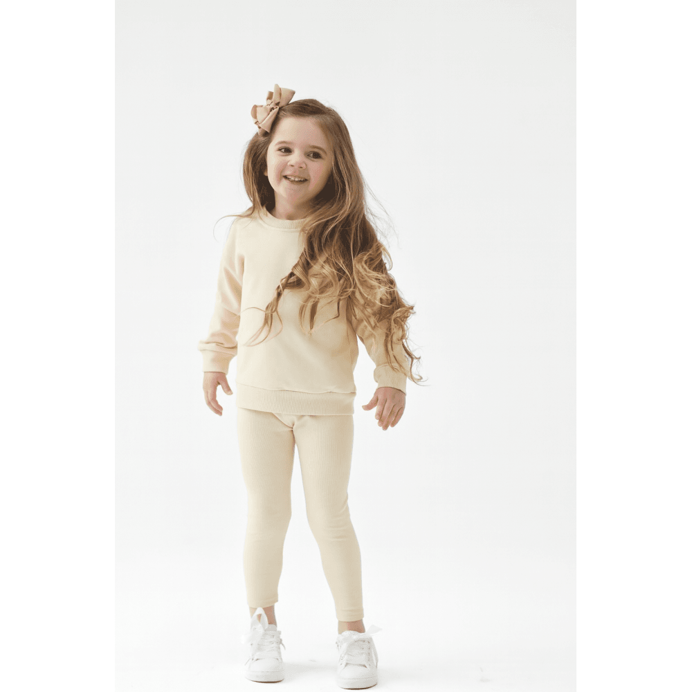 Saint Plain Unisex Legging Tracksuit Set Beige