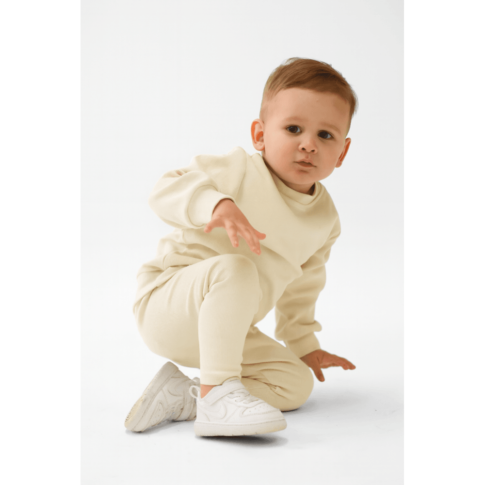 Saint Plain Unisex Legging Tracksuit Set Beige