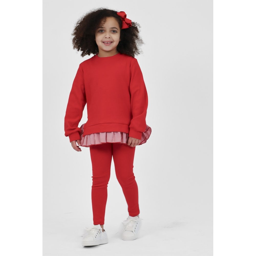 Orla Girls Ribbed Jumper & Legging Set Red