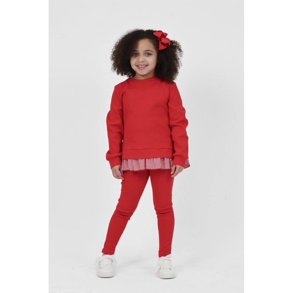 Orla Girls Ribbed Jumper & Legging Set Red