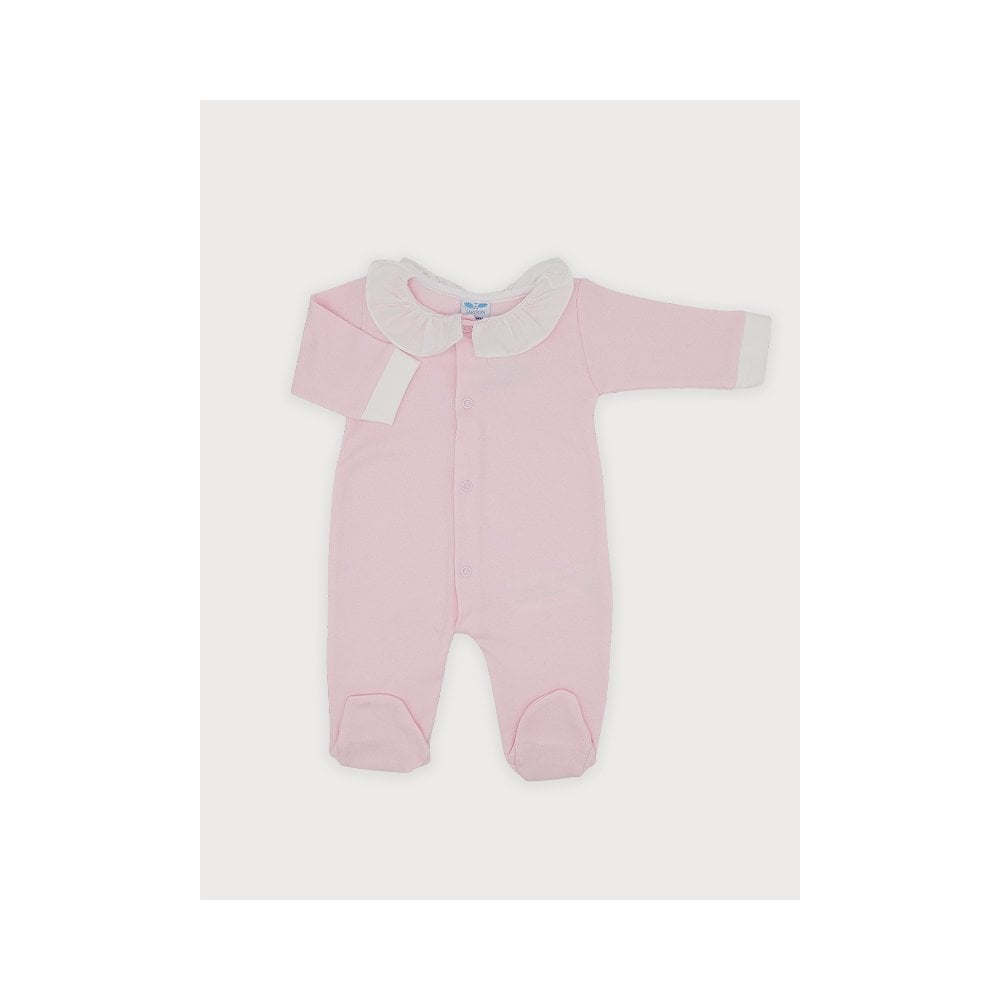 25BB-837 Babygirls Pink Cotton Frilly Babygrow