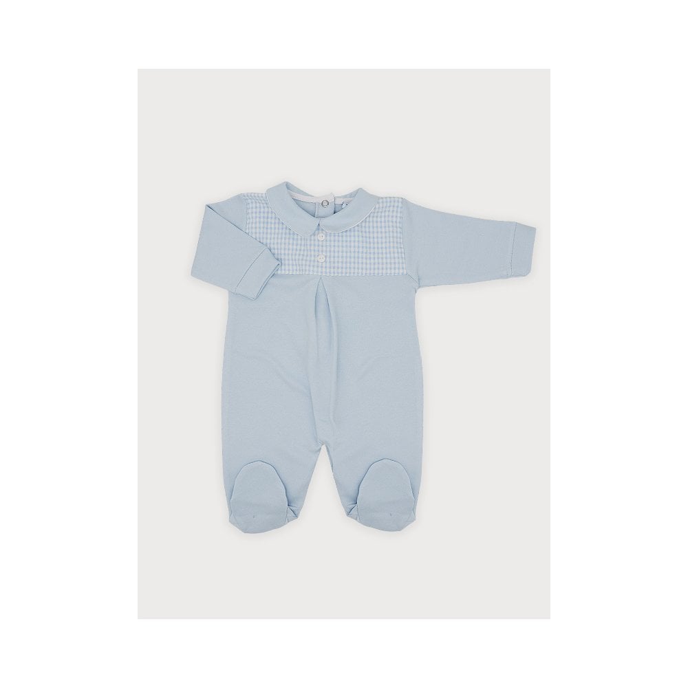 25BB-836 Baby Boys Checked Babygrow Blue