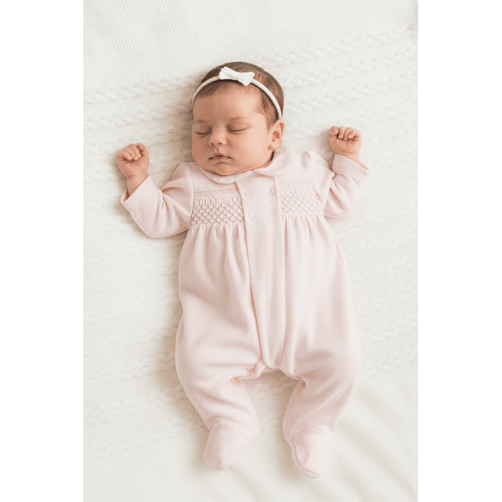 025LA-569 Smocked Baby Grow Pink