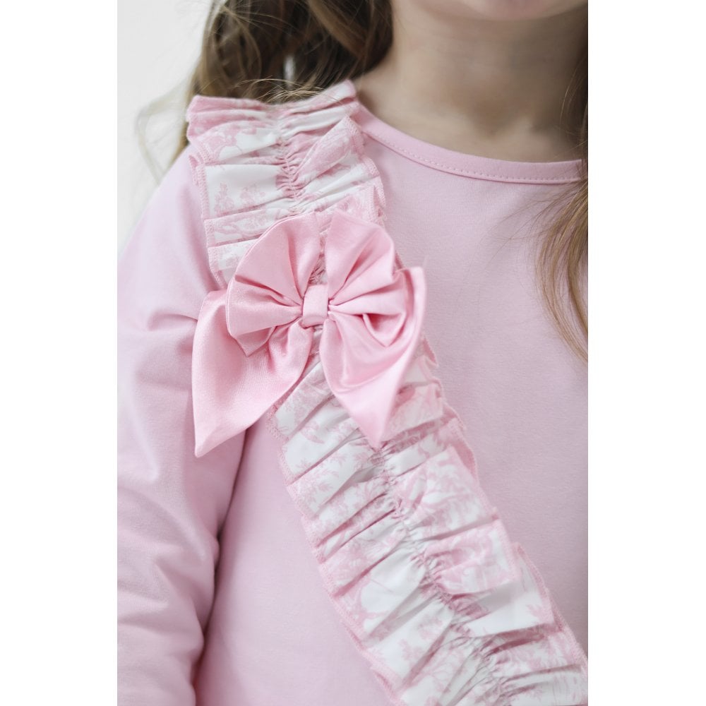 Alba Girls Pink Toile Ruffle Tracksuit Pink